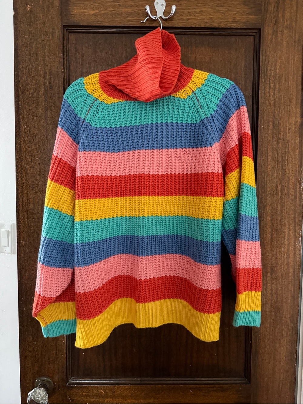 debut Multicolor Striped Turtleneck Sweater - Red, Pink, Yellow, Green, Blue
